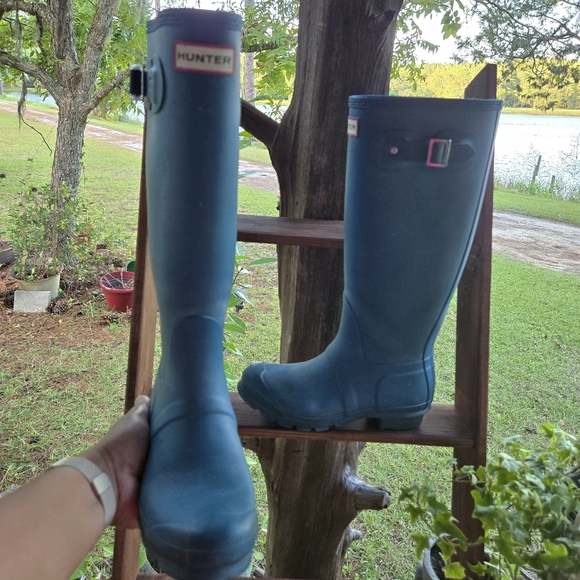Hunter Original Tall Turquoise Blue Rainboot Size 7 - Picture 1 of 17
